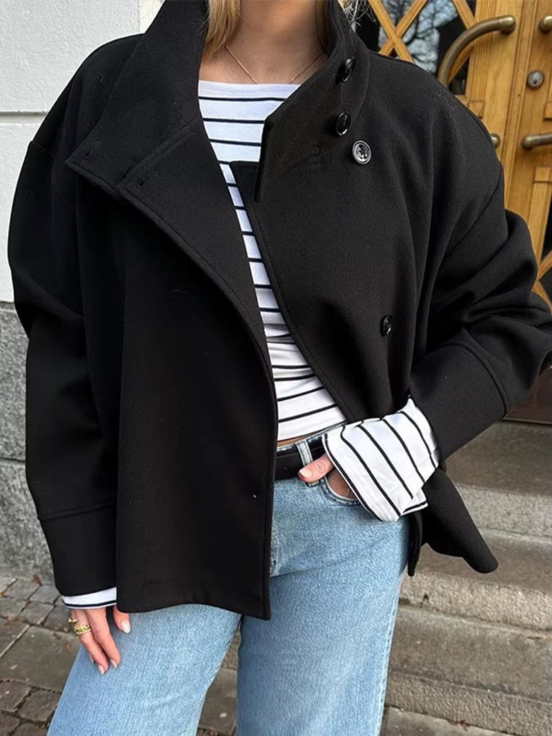 Chic Stand Collar Woolen Coat for Women - Perfect Blend of Style and Comfort for Office and Casual Wear
